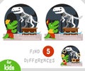 Find differences educational game for children, Surprised crocodile in the museum of paleontology