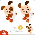 Find differences, educational game for kids, Chinese new year character dog and blank scroll