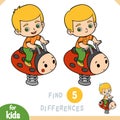 Find differences, game for children, Boy and ladybug spring rider on the playground