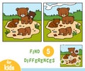 Find differences, game for children, Four bears