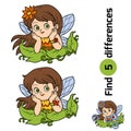 Find differences, game for children: little fairy