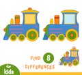 Find differences, game for children, Train