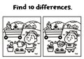 Find 10 differences game coloring pages style. Royalty Free Stock Photo