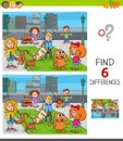 Find differences game with kids and dogs group Royalty Free Stock Photo