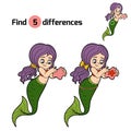 Find differences game (little girl mermaid)
