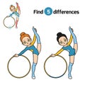 Find differences, The gymnast with a hoop Royalty Free Stock Photo