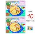 Find 10 differences. Illustration of cat sleeping near window. Logic puzzle game for children and adults. Page for kids brain Royalty Free Stock Photo