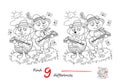 Find 9 differences. Illustration of cute bears playing on guitars. Logic puzzle game for children and adults. Page for kids brain