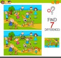 Find differences with kids and dogs characters Royalty Free Stock Photo