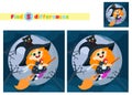 Find the differences. A little witch flies on a broom at night. Halloween character. Educational games for children in schools