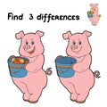 Find 3 differences (pig) Royalty Free Stock Photo