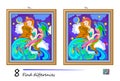 Find 8 differences. Portrait of a beautiful fairy. Logic puzzle game for children and adults. Page for kids brain teaser book.