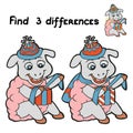 Find 3 differences (sheep) Royalty Free Stock Photo