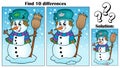Find differences theme with snowman Royalty Free Stock Photo