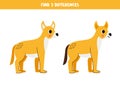 Find 3 differences between two cute cartoon dingo dogs