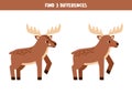 Find 3 differences between two cute cartoon moose