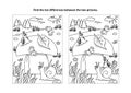 Find the differences visual puzzle and coloring page with mushroom and snails Royalty Free Stock Photo
