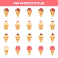 Find different ice cream in each row. Logical game