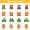 Find different picture of present Christmas box in row.