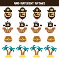 Find pirate object which is different from others. Worksheet for kids.