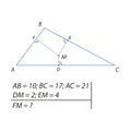 Find the distance from the point M to the F.