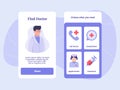 Find doctor call consultation appointment treatment for mobile apps template banner page UI with two variations modern