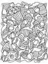 Find the Easter eggs coloring page with ornate corners patterns and tulips for holiday activity