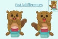 Find five differences from animals,compare beavers Royalty Free Stock Photo