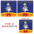 Find five differences children educational game Royalty Free Stock Photo