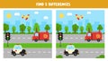 Find five differences between pictures. Transportation means. Royalty Free Stock Photo