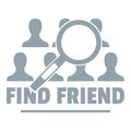 Find friends logo, simple gray style