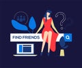 Find friends - modern colorful flat design style illustration