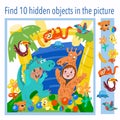 Find 10 hidden objects in the picture. Children in giraffe and dragon fancy dress on an inflatable attraction. Puzzle