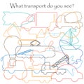 Find hidden objects on the picture, transport theme, mishmash contour set, fun education game for kids, preschool activity for