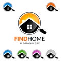 Find Home, Real estate vector logo Design with Unique Home Royalty Free Stock Photo