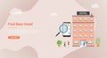 Find hotel or search hotels concept for website template banner or landing homepage with modern flat style - vector