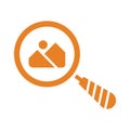 Find images, Search photos vector icon. Orange color vector