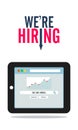 Find a job online and recruitment platform on tablet employment concept - Vector