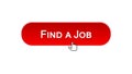 Find a job web interface button clicked with mouse cursor, red color, design Royalty Free Stock Photo