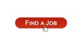 Find a job web interface button clicked with mouse cursor, wine red color design Royalty Free Stock Photo