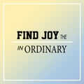 Find joy in the ordinary. Inspiration and motivation quote