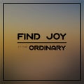 Find joy in the ordinary. Inspirational and motivation quote