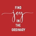 Find Joy In The Ordinary. Organic Motivation Quote. Creative Vector Typography Poster Concept.