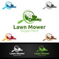 Find Lawn Mower Logo for Lawn Mowing Gardener Design Royalty Free Stock Photo