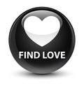 Find love glassy black round button