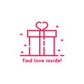 Find love inside pink gift box