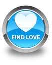 Find love glossy cyan blue round button Royalty Free Stock Photo