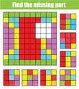 Find missing part and complete picture. Puzzle educational game for children and kids