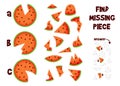 Find the missing piece of watermelon. Puzzle Hidden Items. Matching game