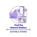 Find nearest shelters concept icon